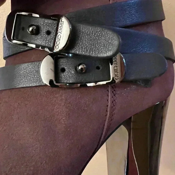 Jimmy Choo Burgundy Suede Ankle Boots Size 36 - Picture 6 of 9